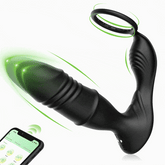 Masajeador de próstata Mason con aplicación/controlador y 9 anillos telescópicos/vibratorios y para el pene